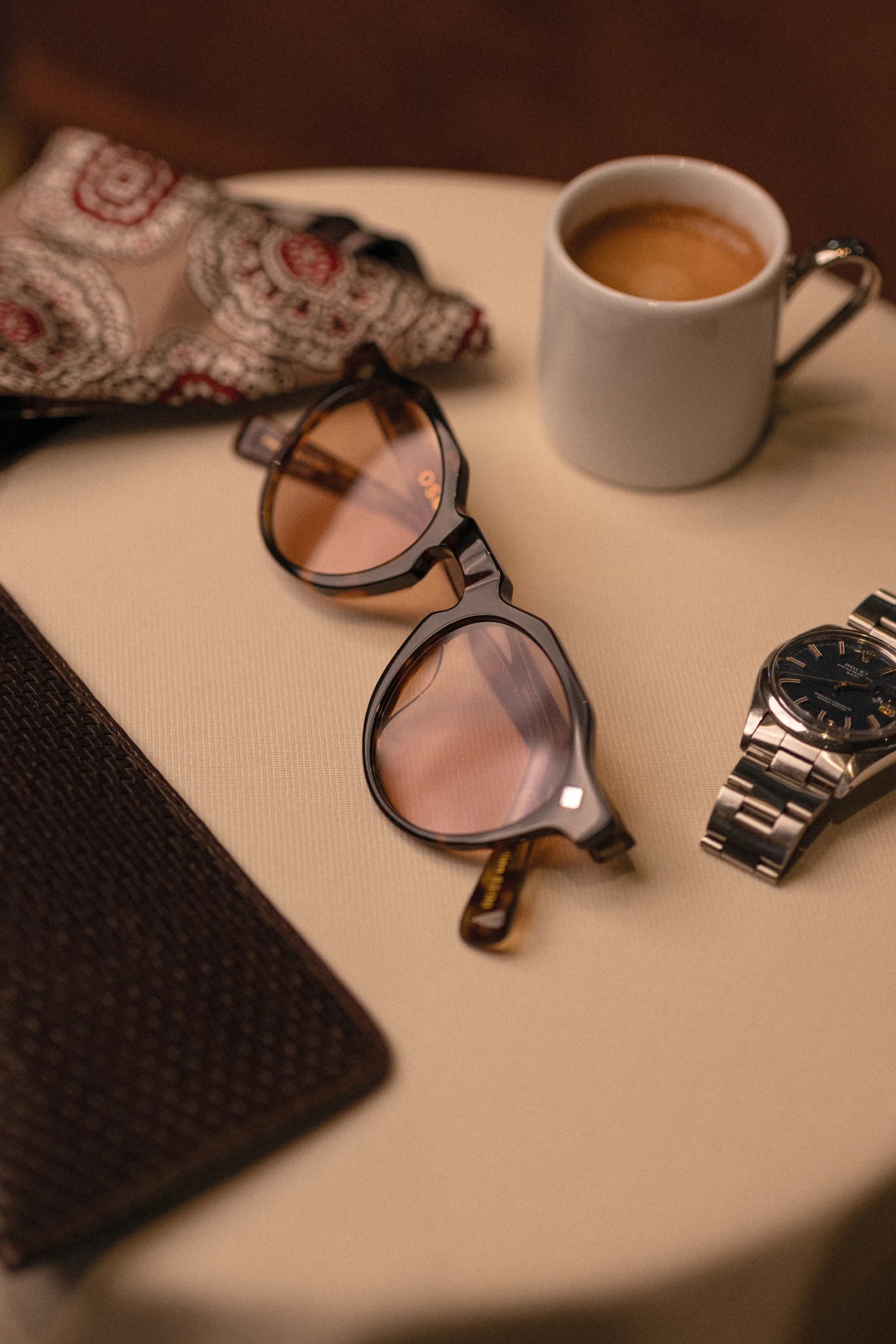 Osman Abdul Razak menswear MMXXIV sunglasses in tortoise transitional amber crown panto style made in Italy