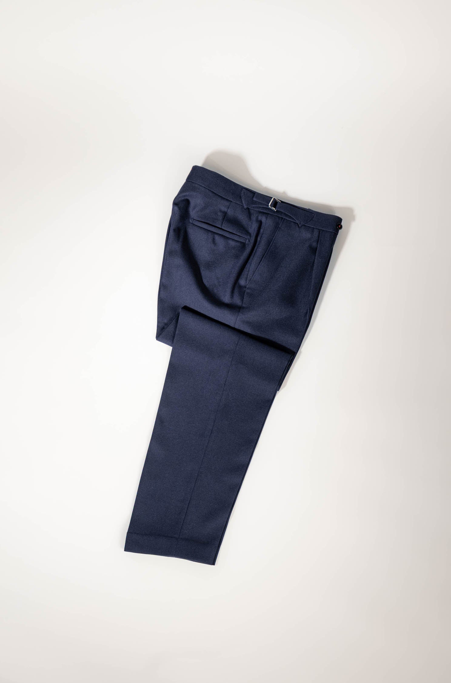 Osman Abdul Razak menswear – Navy Classic Trouser with soft waistband, side tabs, and clean pleats