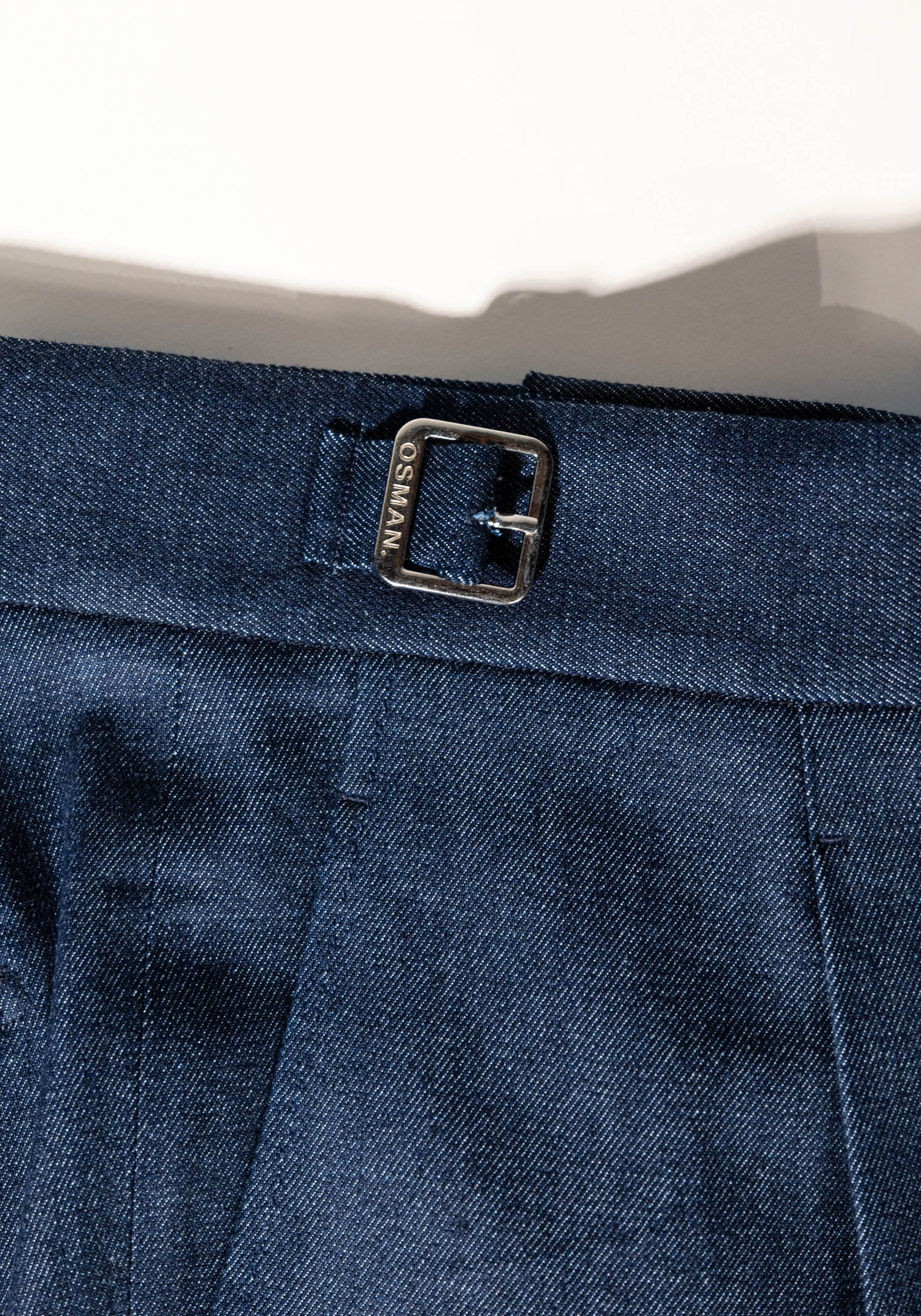 Osman Abdul Razak menswear – denim-inspired tailored trouser with gentle taper and sartorial ease