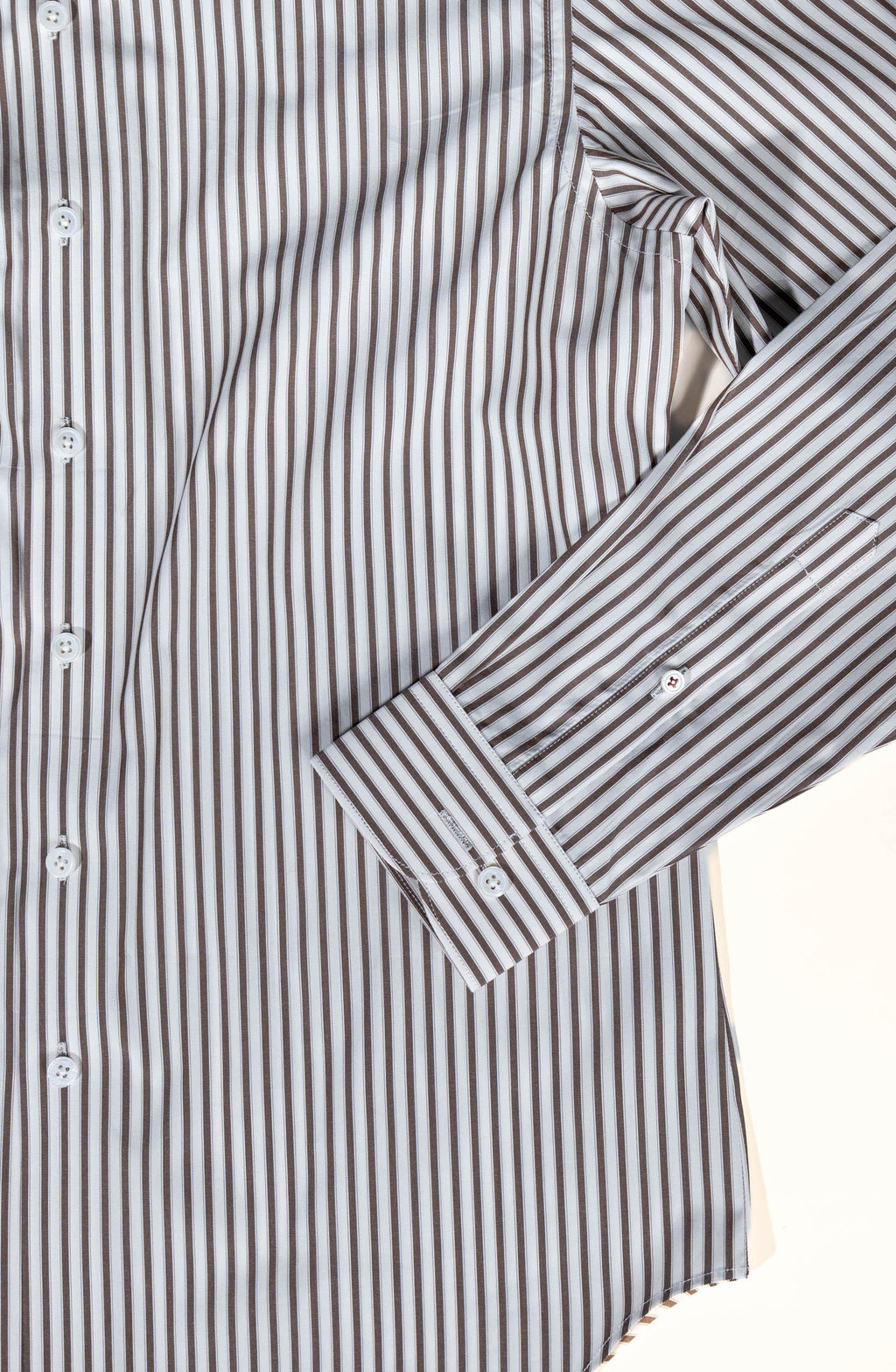 Refined menswear by Osman Abdul Razak – earthy brown striped shirt for timeless dressing with a twist