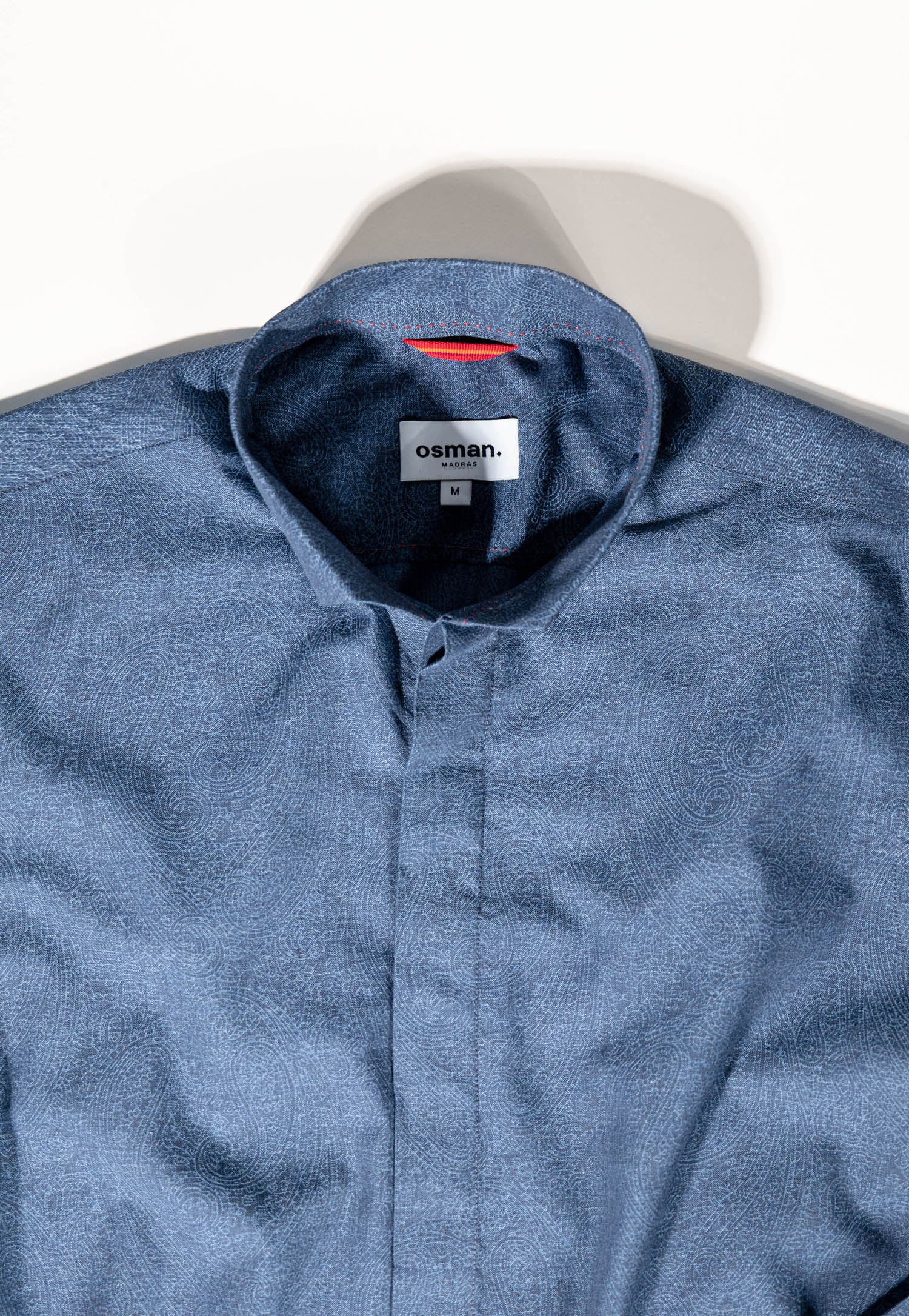 Tailored menswear by Osman Abdul Razak – paisley patterned blue dress shirt for occasion or everyday wear