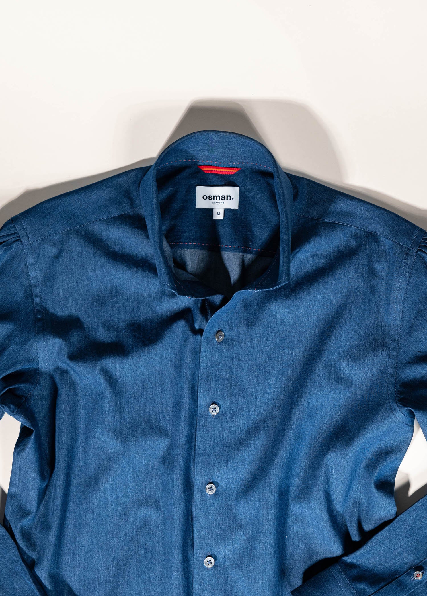 Tailored menswear by Osman Abdul Razak Madras Shirt featuring heritage inspired one piece collar design