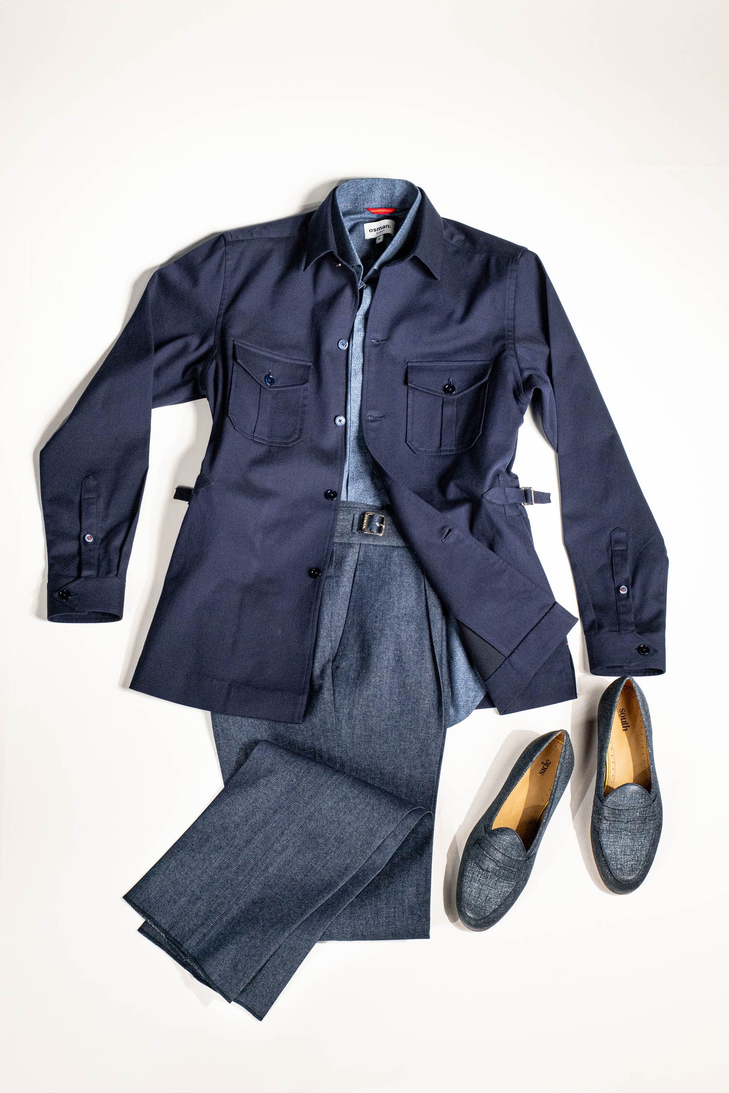Elegant menswear by Osman Abdul Razak – clean silhouette overshirt for layering or standalone wear