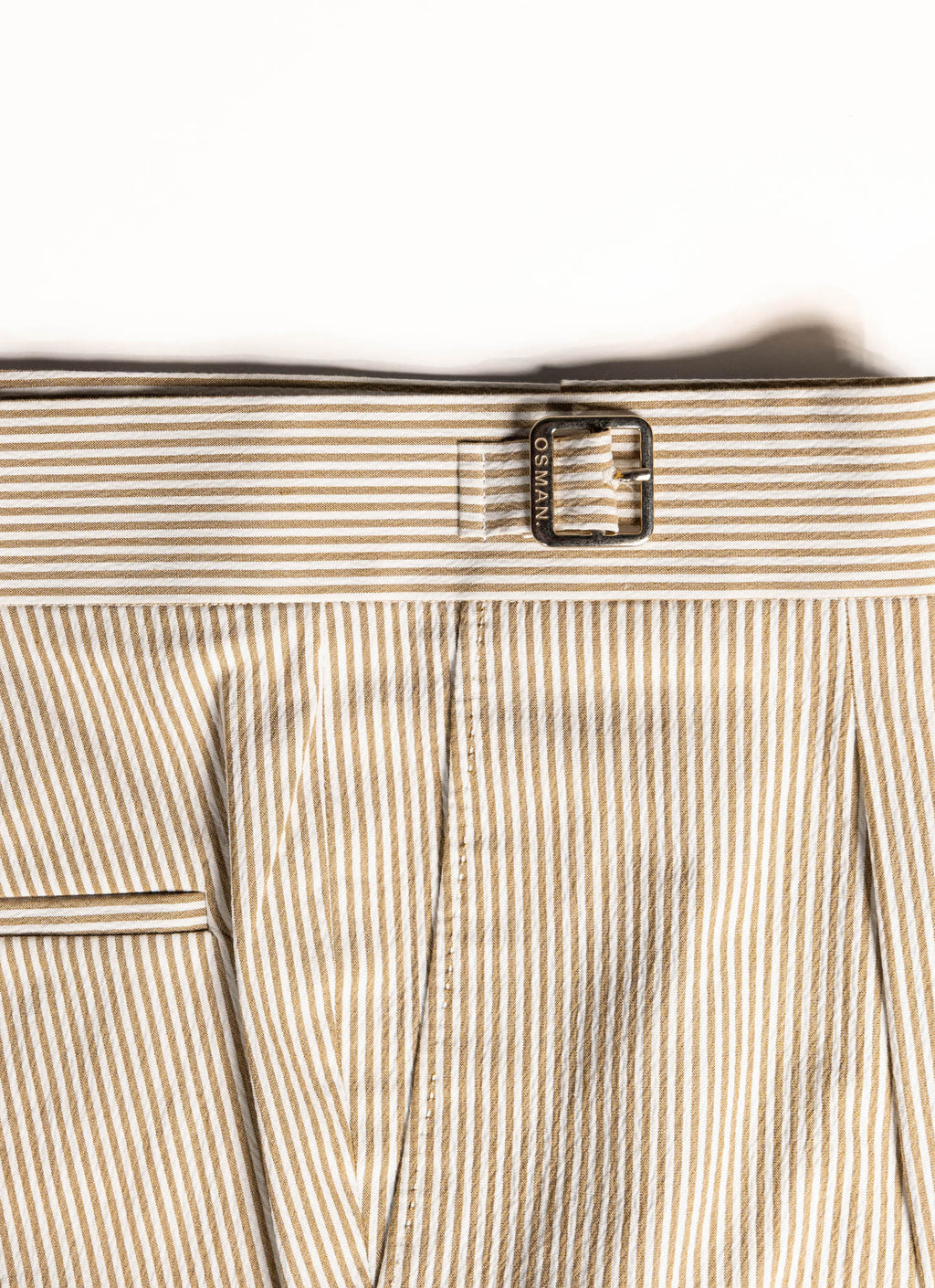 Osman Abdul Razak menswear – seersucker Ghurkha Trouser with heritage-inspired waistband and pleated structure