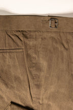 Tailored menswear by Osman Abdul Razak – rich olive trouser with pleat and centre crease for versatile styling