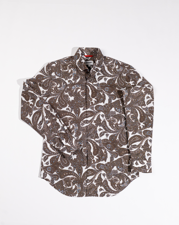 Dress Shirt - Brown Print
